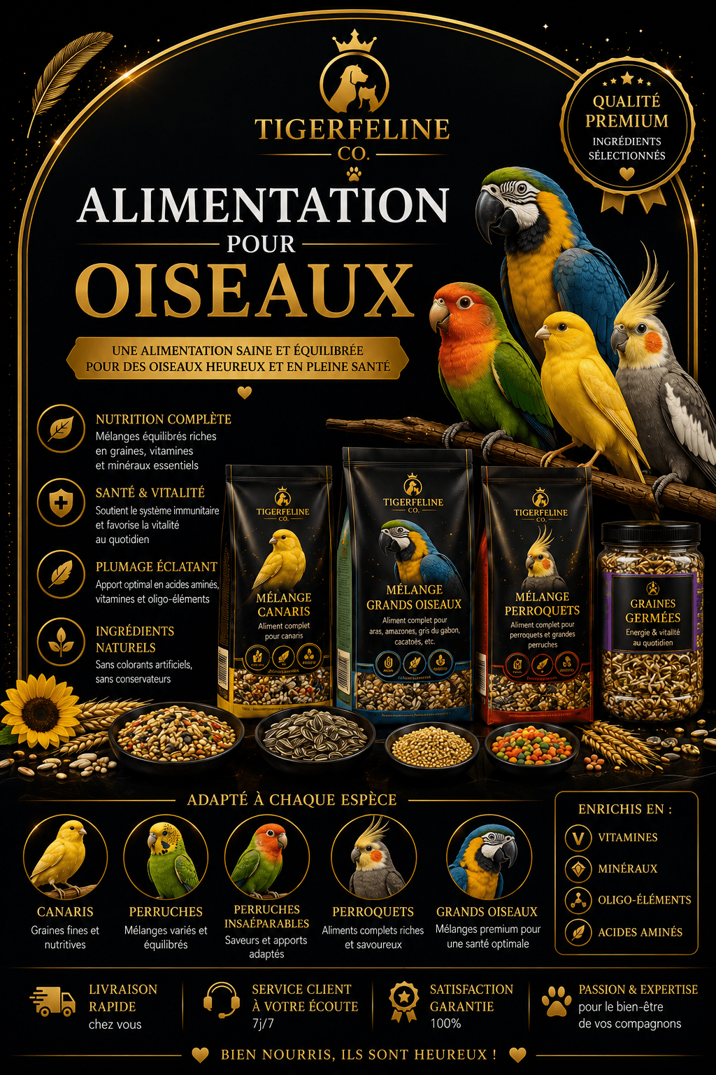 Alimentation pour oiseaux - TigerFeline Co