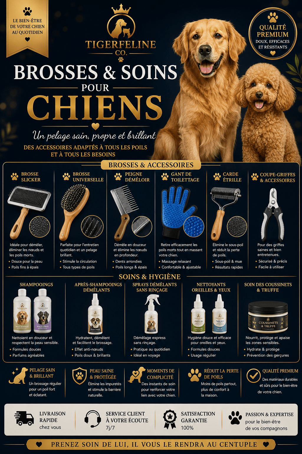 Brosses & Soins pour chiens - TigerFeline Co