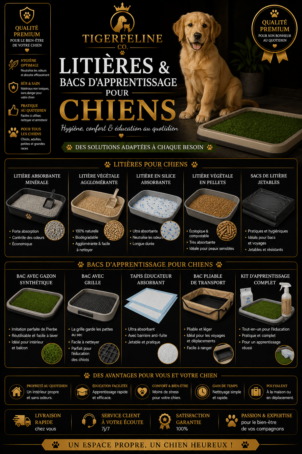 Litières & Bacs d’apprentissage pour chiens - TigerFeline Co