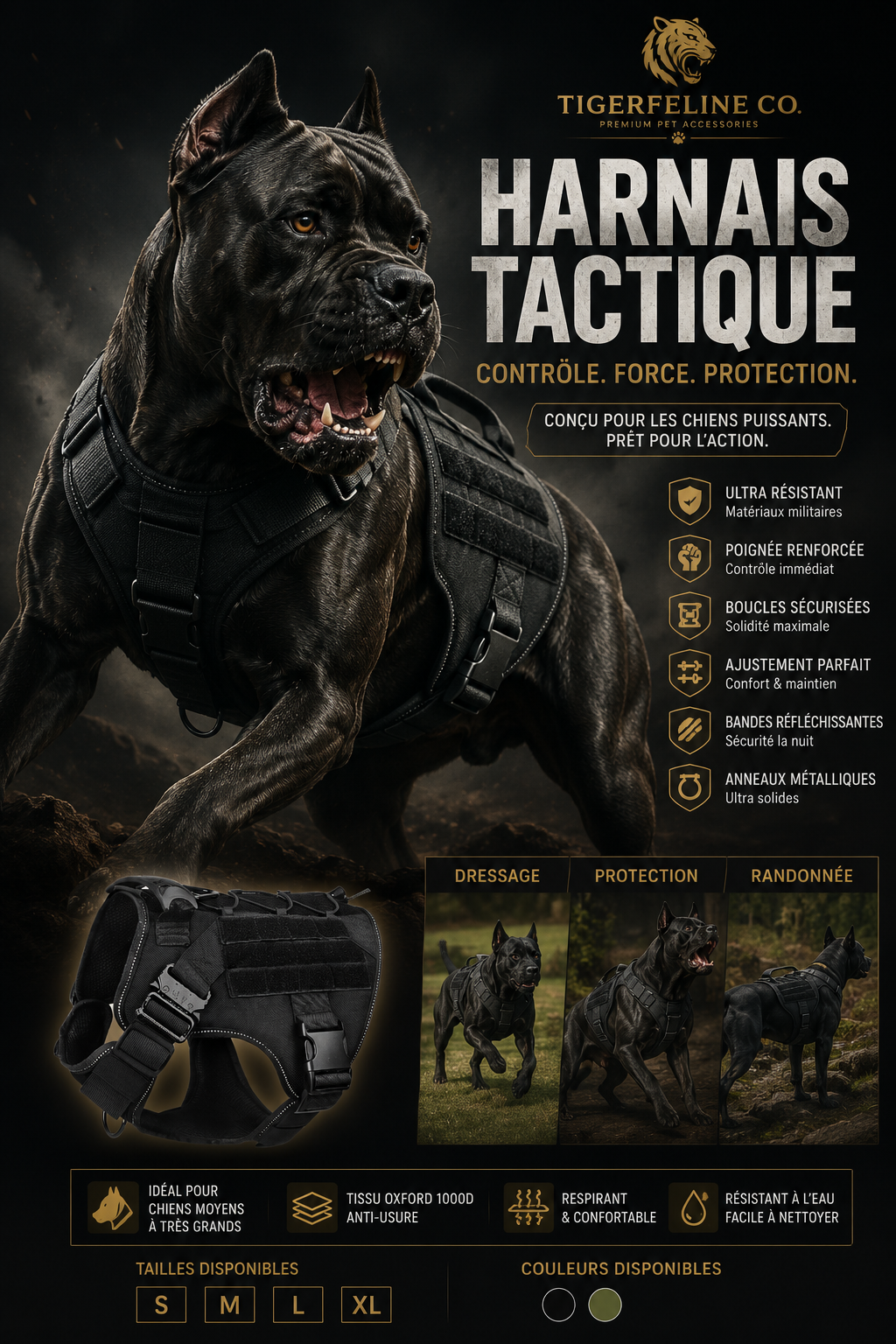 Harnais Tactique Premium pour Chien – Contrôle & Confort Renforcé