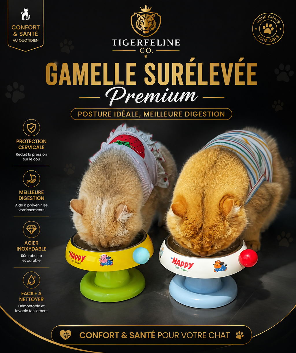 Gamelle Surélevée Inox Premium pour Chat