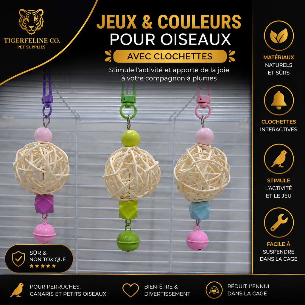 Balançoire Interactive pour Oiseaux avec Clochettes