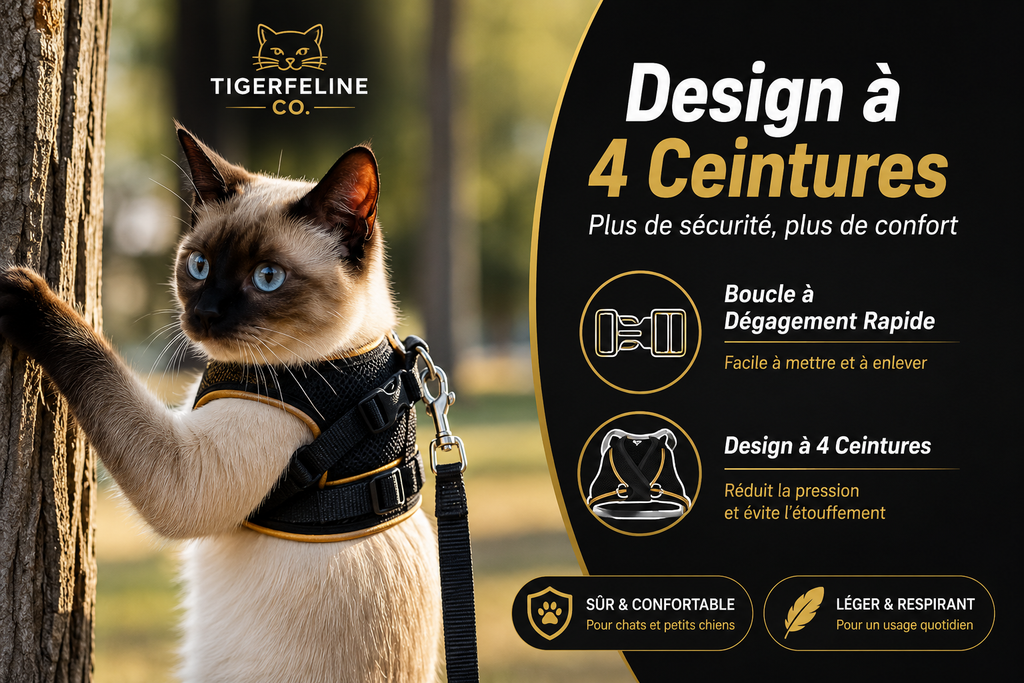 Harnais Réglable Anti-Traction pour Chat & Petit Chien
