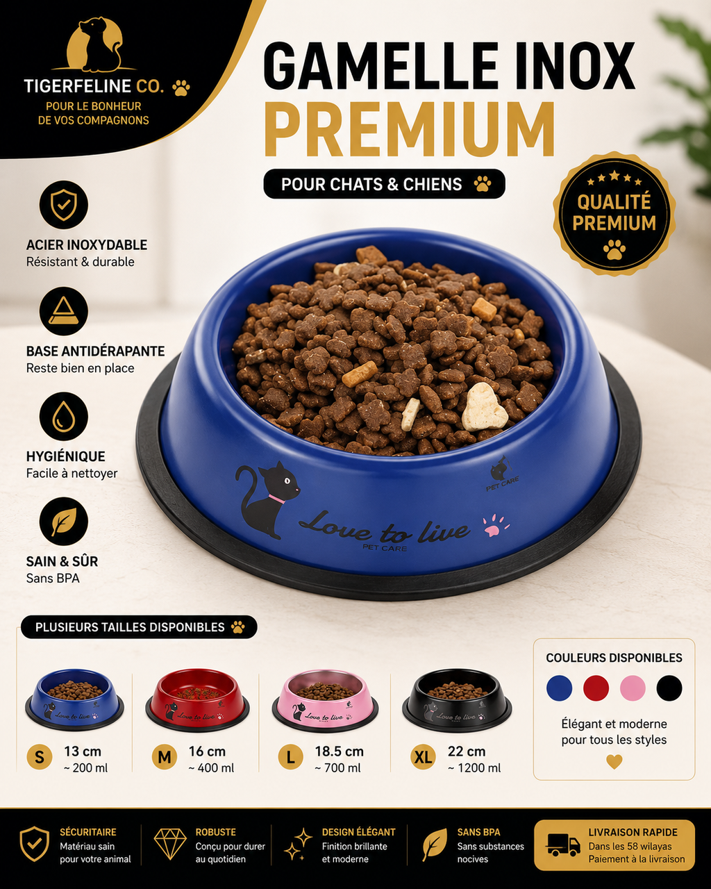 Gamelle Inox Premium pour Chats & Chiens