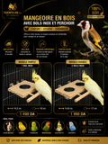Mangeoire en Bois avec Bols Inox et Perchoir pour Oiseaux