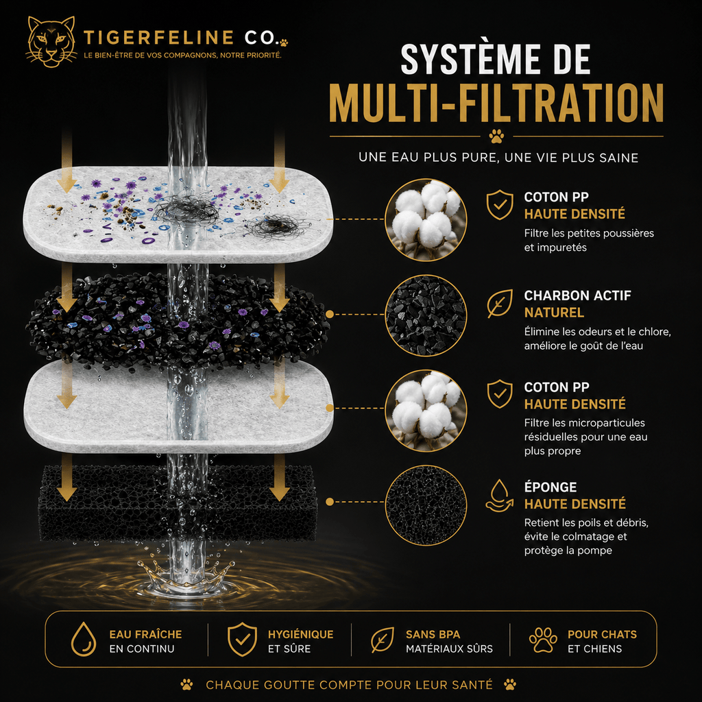 Fontaine à Eau Automatique Premium 2.2L en Acier Inoxydable pour Chats & Chiens | Premium Fontaine à eau pour animaux for cats, dogs and birds - TigerFeline Co