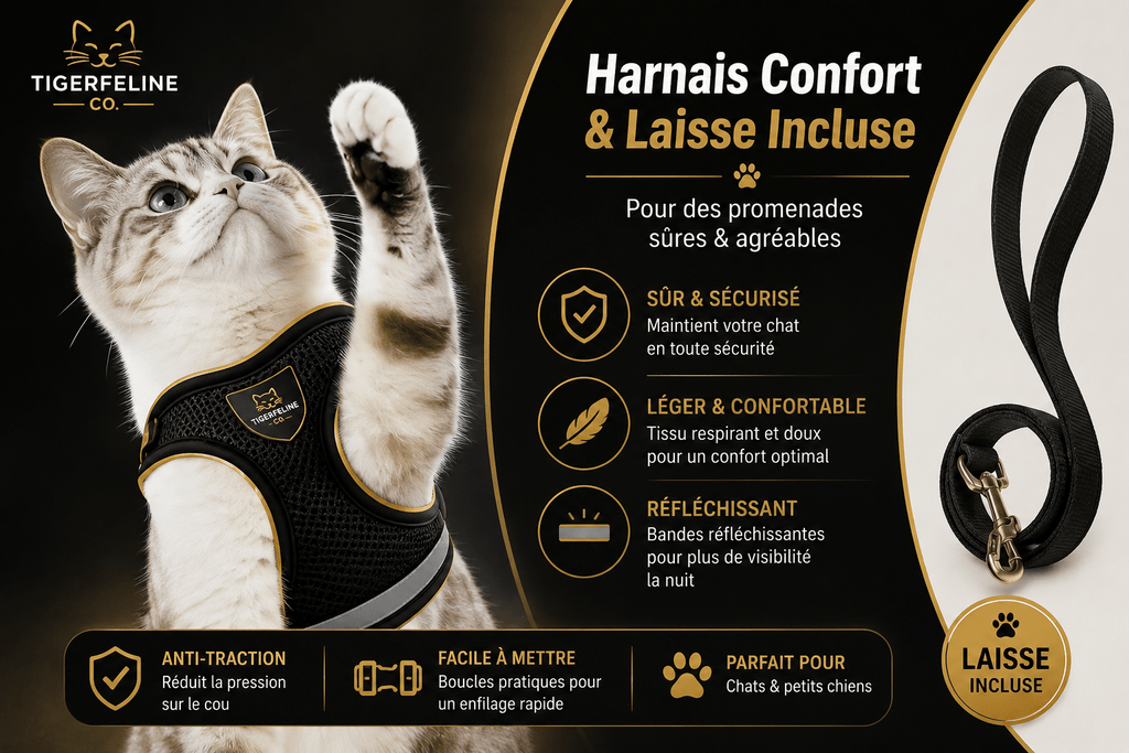 Harnais Réglable Anti-Traction pour Chat & Petit Chien | Premium Harnais Chat & Petit Chien for cats, dogs and birds - TigerFeline Co