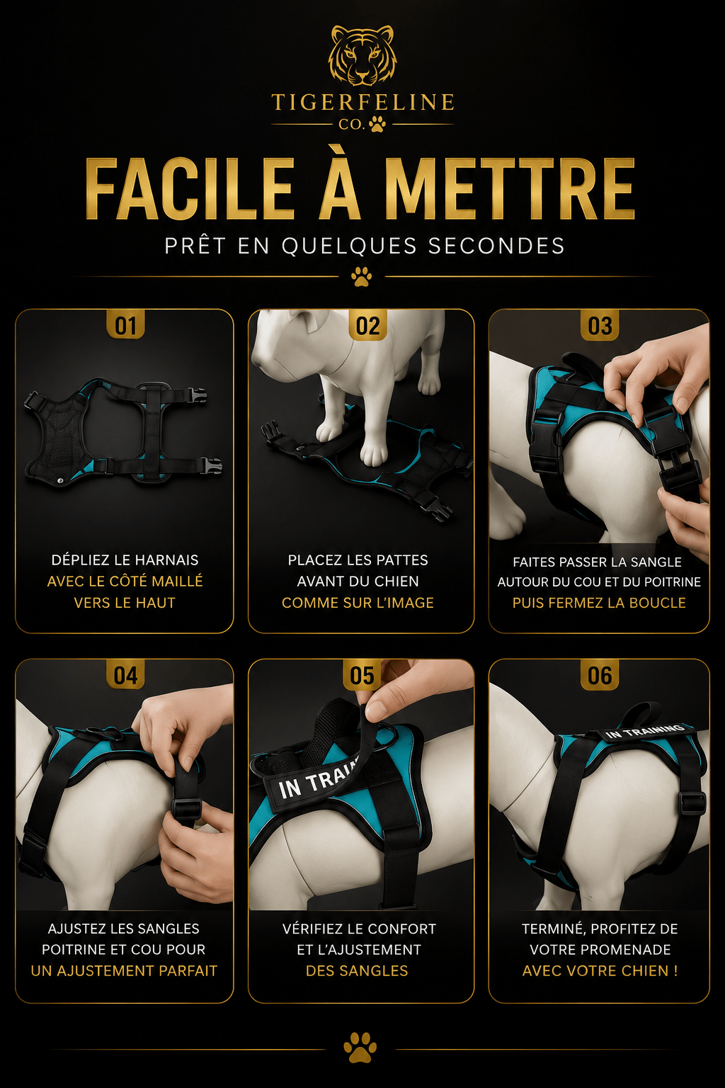 Harnais Tactique Réglable pour Chien avec Poignée de Contrôle | Premium Animaux & Accessoires > Chiens > Harnais & Colliers for cats, dogs and birds - TigerFeline Co