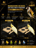 Mangeoire en Bois avec Bols Inox et Perchoir pour Oiseaux | Premium for cats, dogs and birds - TigerFeline Co